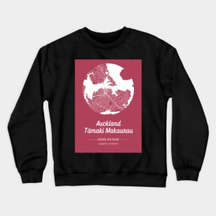 City map in red: Auckland Tamaki Makaurau, New Zealand with retro vintage flair Crewneck Sweatshirt